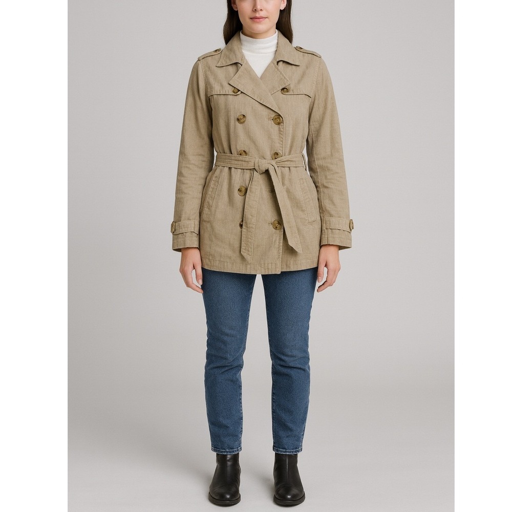 Old Navy Tan Double Breasted Trench Coat‎ Belted Jacket Size XL